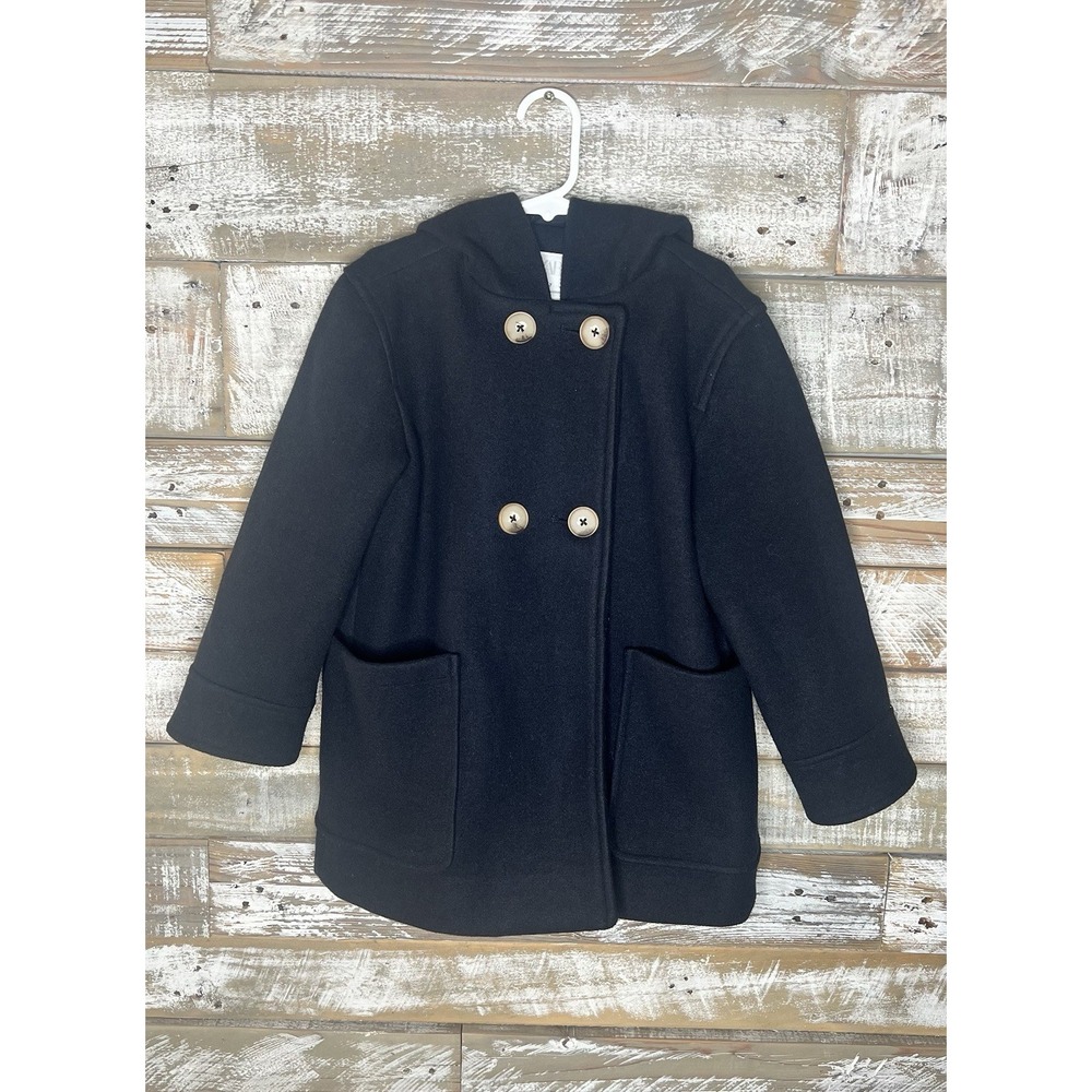 Zara kids Black Hooded Pea Coat‎ size 6-7yr